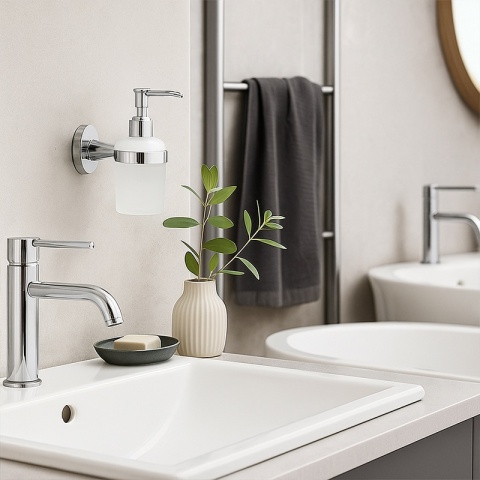 DOZOWNIK DO MYDŁA POJEMNIK NA ŚCIANĘ WISZĄCY SZKLANY LIANA-CH CHROM