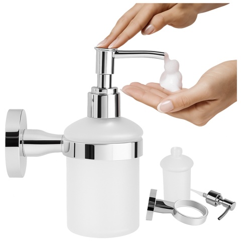 DOZOWNIK DO MYDŁA POJEMNIK NA ŚCIANĘ WISZĄCY SZKLANY LIANA-CH CHROM