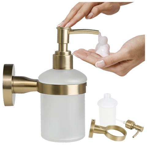 DOZOWNIK DO MYDŁA POJEMNIK NA ŚCIANĘ WISZĄCY LIANA-GL-BR ZŁOTY SZCZOTKOWANY