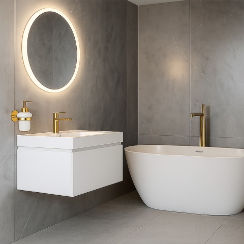 DOZOWNIK DO MYDŁA POJEMNIK NA ŚCIANĘ WISZĄCY SZKLANY LIANA-GL ZŁOTY