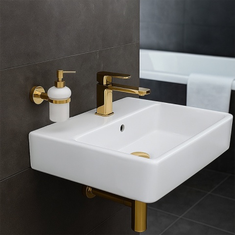 DOZOWNIK DO MYDŁA POJEMNIK NA ŚCIANĘ WISZĄCY SZKLANY LIANA-GL ZŁOTY