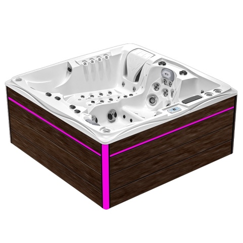 JACUZZI OGRODOWE WANNA SPA747 BIAŁA PERŁA OBUDOWA BRĄZOWA DESKA F21 210x210 CM