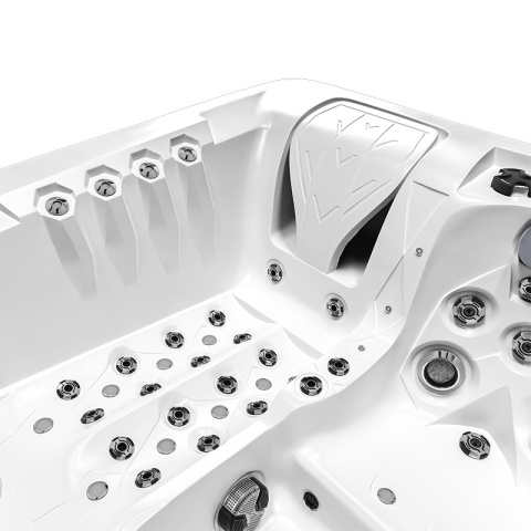 JACUZZI OGRODOWE WANNA SPA747 BIAŁA PERŁA OBUDOWA BRĄZOWA DESKA F21 210x210 CM