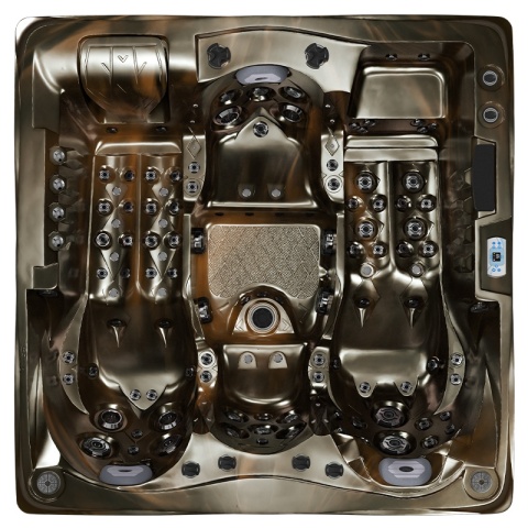 JACUZZI OGRODOWE WANNA SPA747 MAGMA GOLD OBUDOWA BRĄZOWA DESKA F21 210x210 CM