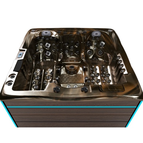 JACUZZI OGRODOWE WANNA SPA747 MAGMA GOLD OBUDOWA BRĄZOWA DESKA F21 210x210 CM