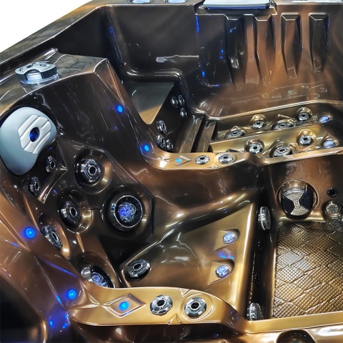 JACUZZI OGRODOWE WANNA SPA747 MAGMA GOLD OBUDOWA BRĄZOWA DESKA F21 210x210 CM