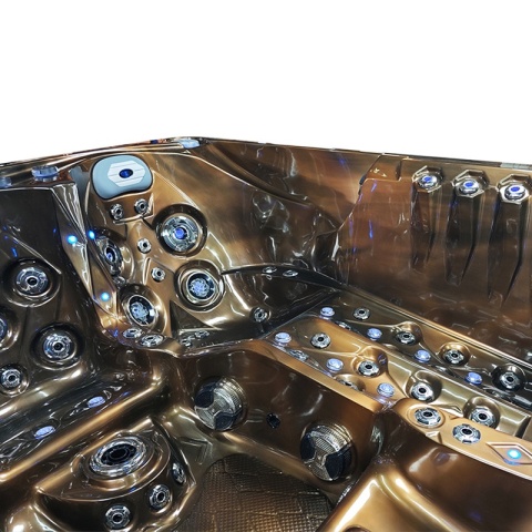 JACUZZI OGRODOWE WANNA SPA747 MAGMA GOLD OBUDOWA BRĄZOWA DESKA F21 210x210 CM