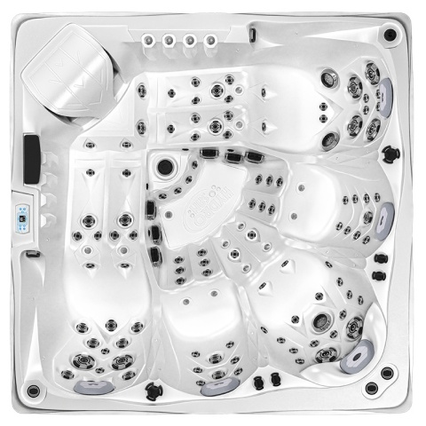 JACUZZI OGRODOWE WANNA SPA748 BIAŁA PERŁA OBUDOWA BRĄZOWA F21 230x230 CM