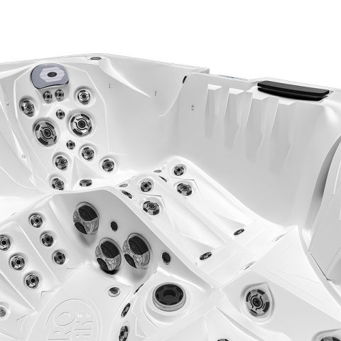 JACUZZI OGRODOWE WANNA SPA748 BIAŁA PERŁA OBUDOWA BRĄZOWA F21 230x230 CM