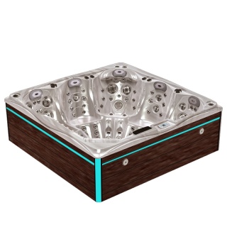 JACUZZI OGRODOWE WANNA SPA748 CAPPUCCINO OBUDOWA BRĄZOWA DESKA F21 230x230 CM