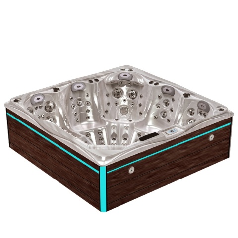 JACUZZI OGRODOWE WANNA SPA748 CAPPUCCINO OBUDOWA BRĄZOWA DESKA F21 230x230 CM