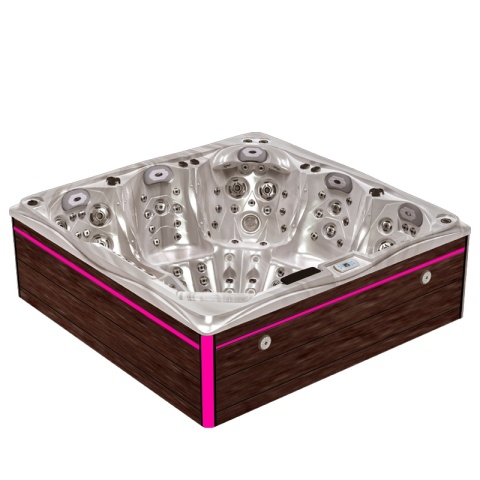 JACUZZI OGRODOWE WANNA SPA748 CAPPUCCINO OBUDOWA BRĄZOWA DESKA F21 230x230 CM