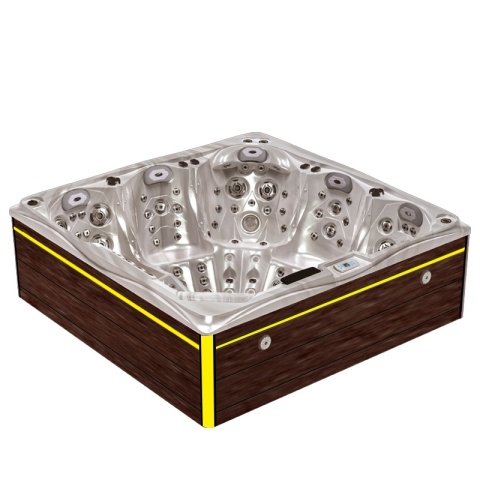 JACUZZI OGRODOWE WANNA SPA748 CAPPUCCINO OBUDOWA BRĄZOWA DESKA F21 230x230 CM