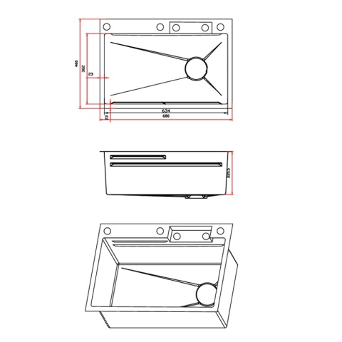 ZLEW KUCHENNY JEDNOKOMOROWY Z WODOSPADEM WIELOFUNKCYJNY CZARNY COSTA-BL-68X46