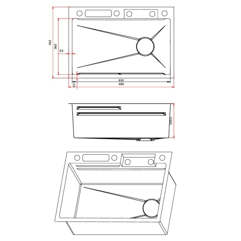ZLEW KUCHENNY JEDNOKOMOROWY Z WODOSPADEM WIELOFUNKCYJNY GRAFITOWY TOKIO-BL-68X46