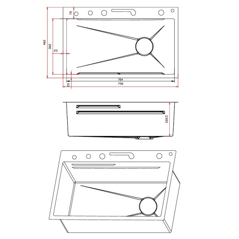 ZLEWOZMYWAK JEDNOKOMOROWY WIELOFUNKCYJNY ARGOS 75X46 GRAFITOWY ZLEW KUCHENNY STALOWY