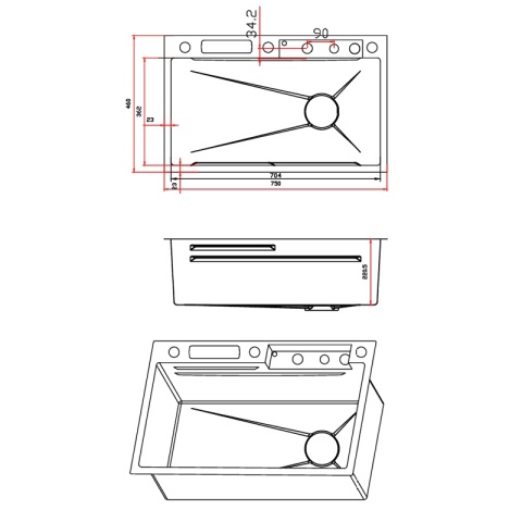 ZLEWOZMYWAK JEDNOKOMOROWY WIELOFUNKCYJNY COBA 75X46 CZARNY ZLEW KUCHENNY STALOWY