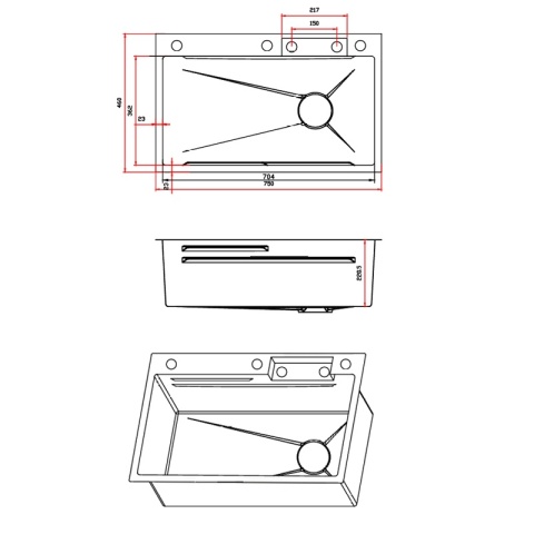 ZLEWOZMYWAK JEDNOKOMOROWY WIELOFUNKCYJNY COSTA 75X46 CZARNY ZLEW KUCHENNY