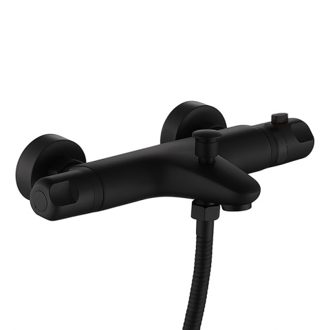 BATERIA PRYSZNICOWA Z TERMOSTATEM ŚCIENNA ŁAZIENKOWA NATRYSKOWA T205 CZARNA