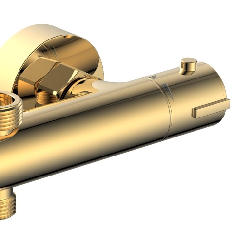 BATERIA PRYSZNICOWA Z TERMOSTATEM ŁAZIENKOWA ŚCIENNA ZESTAW T204-GL ZŁOTA