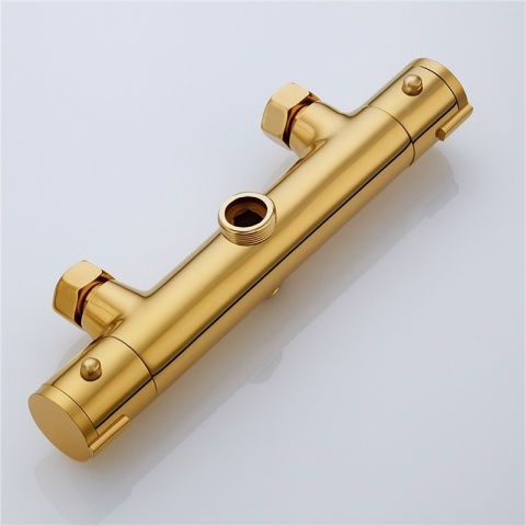 BATERIA PRYSZNICOWA Z TERMOSTATEM ŁAZIENKOWA ŚCIENNA ZESTAW T204-GL ZŁOTA