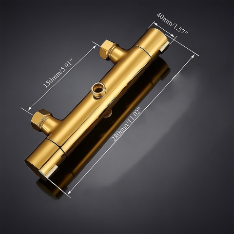 BATERIA PRYSZNICOWA Z TERMOSTATEM ŁAZIENKOWA ŚCIENNA ZESTAW T204-GL ZŁOTA