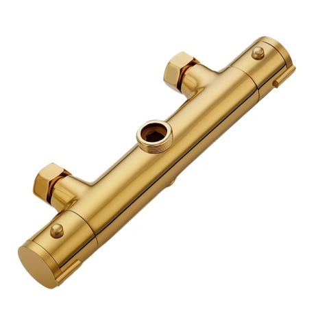 BATERIA PRYSZNICOWA Z TERMOSTATEM ŁAZIENKOWA ŚCIENNA ZESTAW T204-GL ZŁOTA