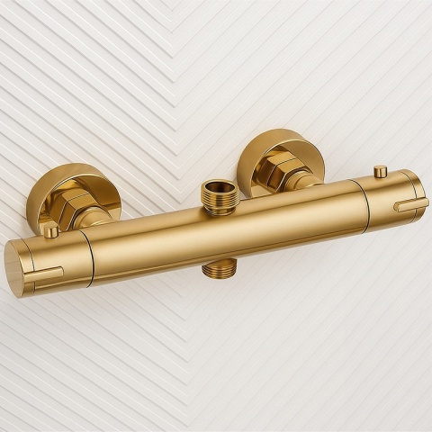 BATERIA PRYSZNICOWA Z TERMOSTATEM ŁAZIENKOWA ŚCIENNA ZESTAW T204-GL ZŁOTA