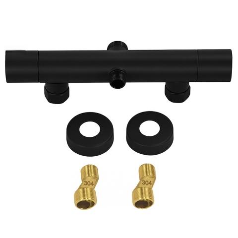 BATERIA PRYSZNICOWA Z TERMOSTATEM ŁAZIENKOWA ŚCIENNA ZESTAW T204B-BL CZARNA