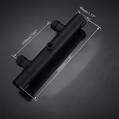 BATERIA PRYSZNICOWA Z TERMOSTATEM ŁAZIENKOWA ŚCIENNA ZESTAW T204B-BL CZARNA