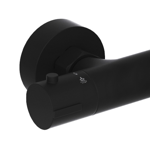 BATERIA PRYSZNICOWA Z TERMOSTATEM ŁAZIENKOWA ŚCIENNA ZESTAW T204B-BL CZARNA