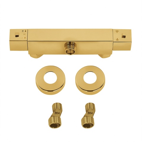 BATERIA PRYSZNICOWA Z TERMOSTATEM ŚCIENNA ŁAZIENKOWA T207-GL ZŁOTA