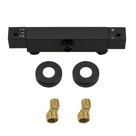 BATERIA PRYSZNICOWA Z TERMOSTATEM ŚCIENNA ŁAZIENKOWA T207B-BL CZARNA