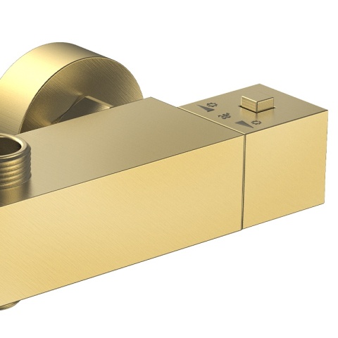 BATERIA PRYSZNICOWA Z TERMOSTATEM ŚCIENNA ŁAZIENKOWA ZŁOTA SZCZOTKOWANA