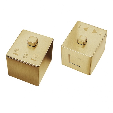 BATERIA PRYSZNICOWA Z TERMOSTATEM ŚCIENNA ŁAZIENKOWA ZŁOTA SZCZOTKOWANA