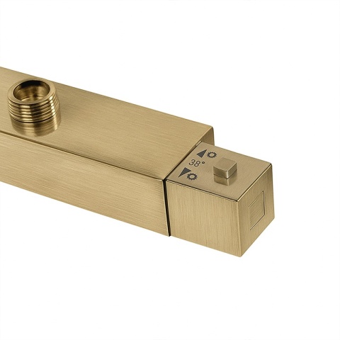 BATERIA PRYSZNICOWA Z TERMOSTATEM ŚCIENNA ŁAZIENKOWA ZŁOTA SZCZOTKOWANA