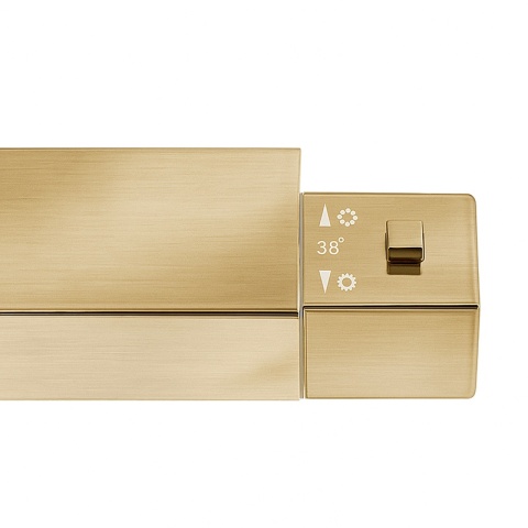 BATERIA PRYSZNICOWA Z TERMOSTATEM ŚCIENNA ŁAZIENKOWA ZŁOTA SZCZOTKOWANA