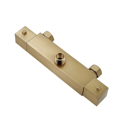 BATERIA PRYSZNICOWA Z TERMOSTATEM ŚCIENNA ŁAZIENKOWA ZŁOTA SZCZOTKOWANA