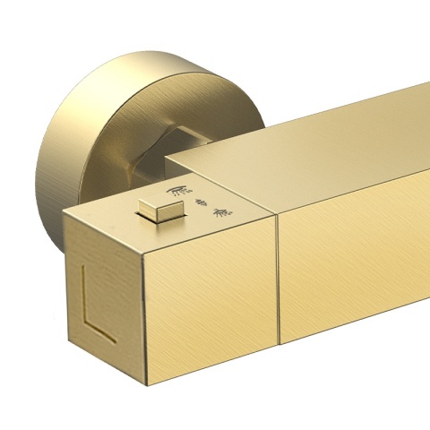 BATERIA PRYSZNICOWA Z TERMOSTATEM ŚCIENNA ŁAZIENKOWA ZŁOTA SZCZOTKOWANA