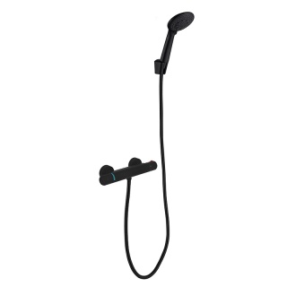 BATERIA PRYSZNICOWA Z TERMOSTATEM ŚCIENNA ŁAZIENKOWA NATRYSKOWA T201 CZARNA