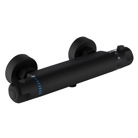 BATERIA PRYSZNICOWA Z TERMOSTATEM ŚCIENNA ŁAZIENKOWA NATRYSKOWA T201 CZARNA