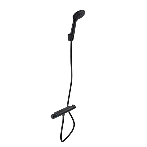 BATERIA PRYSZNICOWA Z TERMOSTATEM ŚCIENNA ŁAZIENKOWA NATRYSKOWA T201 CZARNA