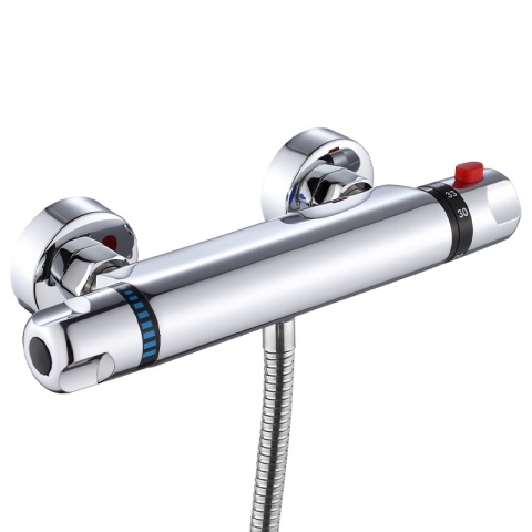 BATERIA PRYSZNICOWA Z TERMOSTATEM ŚCIENNA ŁAZIENKOWA NATRYSKOWA T201 CHROM