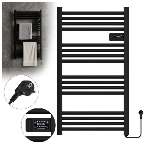 GRZEJNIK ŁAZIENKOWY ELEKTRYCZNY ALUMINIOWY DRABINKA 96x54 500W LOA CZARNY