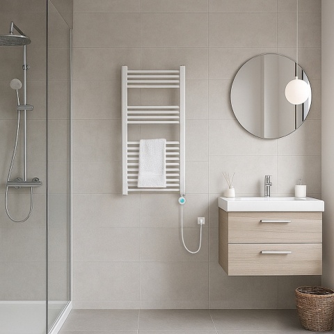 GRZEJNIK ŁAZIENKOWY ELEKTRYCZNY ENERGOOSZCZĘDNY DRABINKA 250W BIAŁY