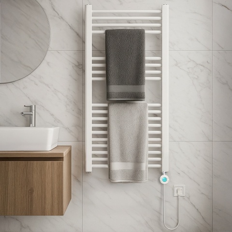 GRZEJNIK ŁAZIENKOWY ELEKTRYCZNY ENERGOOSZCZĘDNY DRABINKA 250W BIAŁY