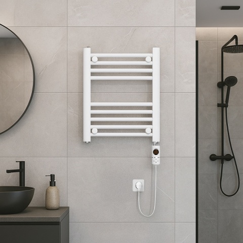 GRZEJNIK ŁAZIENKOWY ELEKTRYCZNY ENERGOOSZCZĘDNY DRABINKA 300W MANAM BIAŁY