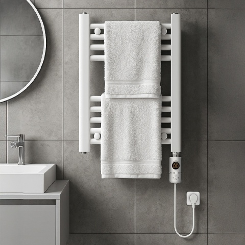 GRZEJNIK ŁAZIENKOWY ELEKTRYCZNY ENERGOOSZCZĘDNY DRABINKA 300W MANAM BIAŁY