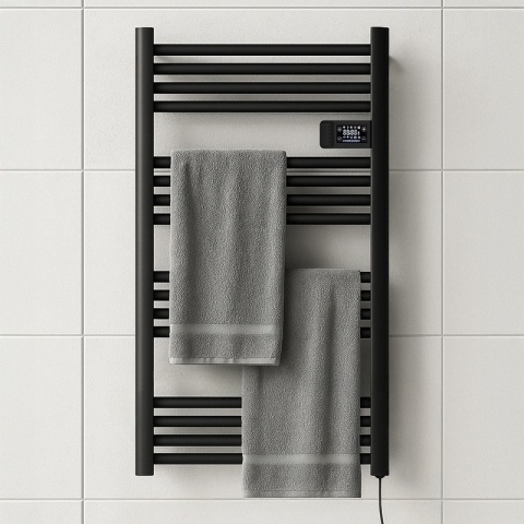 GRZEJNIK ŁAZIENKOWY ELEKTRYCZNY ALUMINIOWY DRABINKA 96x54 500W LOA CZARNY