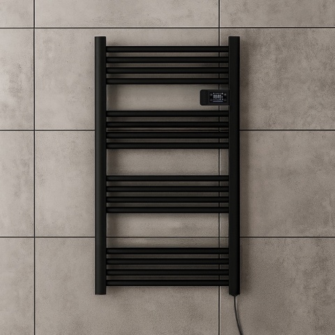 GRZEJNIK ŁAZIENKOWY ELEKTRYCZNY ALUMINIOWY DRABINKA 96x54 500W LOA CZARNY